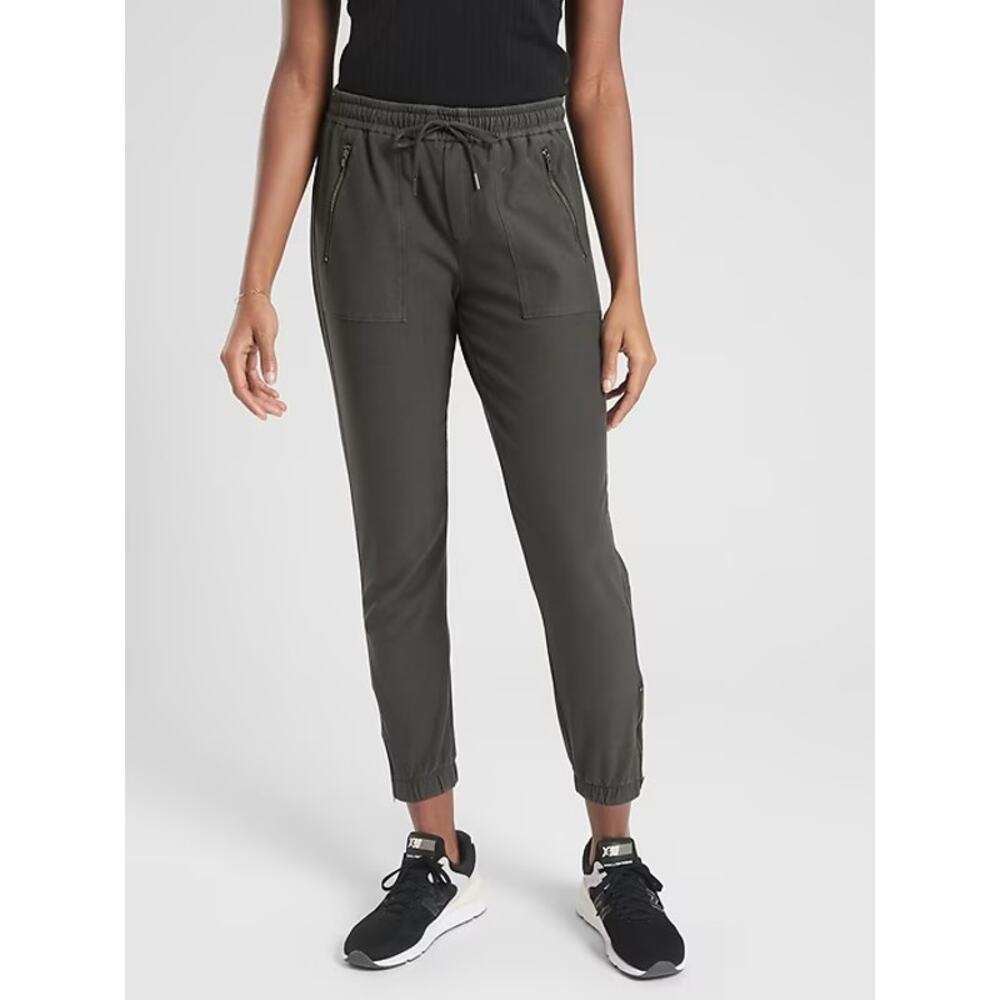 Athleta Farallon Organic Cotton Ankle Zip Pull-On Jogger Pants Cypress Green 6